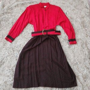 California Design by‎ Dorothy Samuel Vintage Polka Dot Midi Dress Size 10 Petite